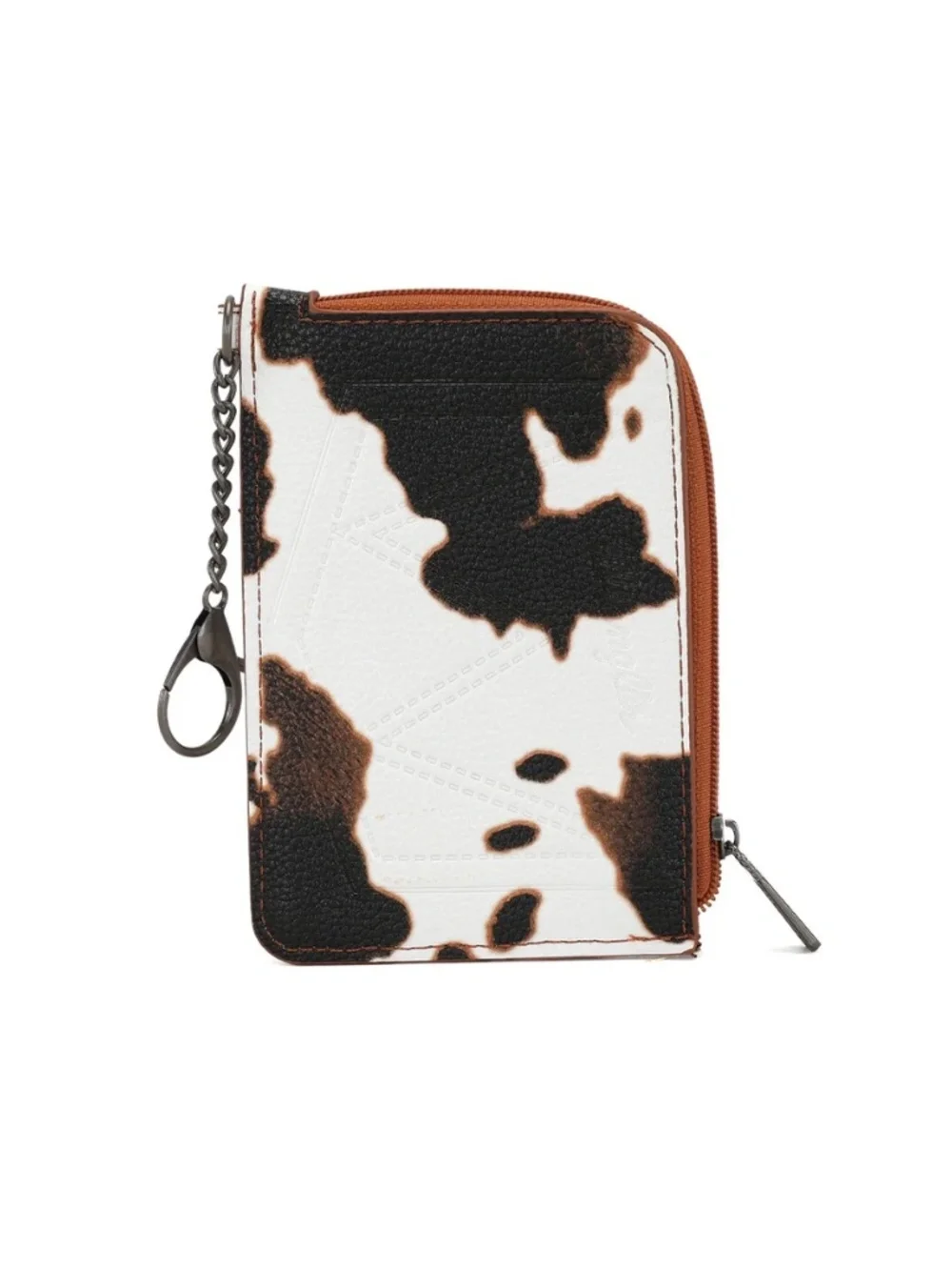 Wrangler Cow Print Print Mini Zip Card Case Brown